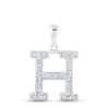 10kt White Gold Womens Round Diamond Initial H Letter Pendant 1/10 Cttw