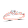 10kt Rose Gold Womens Round Diamond Halo Promise Ring 1/4 Cttw