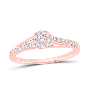 10kt Rose Gold Womens Round Diamond Halo Promise Ring 1/4 Cttw