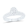 14kt White Gold Oval Diamond Halo Bridal Wedding Ring Band Set 1 Cttw