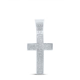 10kt White Gold Mens Round Diamond Cross Charm Pendant 1/2 Cttw