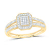 10kt Yellow Gold Womens Round Diamond Square Cluster Ring 1/6 Cttw