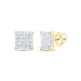 10kt Yellow Gold Round Diamond Square Earrings 1/6 Cttw