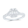 14kt White Gold Emerald Diamond Halo Bridal Wedding Engagement Ring 3/4 Cttw
