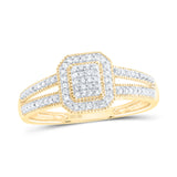 10kt Yellow Gold Womens Round Diamond Square Cluster Ring 1/6 Cttw