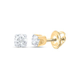 14kt Yellow Gold Unisex Round Diamond Solitaire Stud Earrings 1/5 Cttw