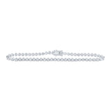 14kt White Gold Womens Round Diamond Studded Tennis Bracelet 3 Cttw