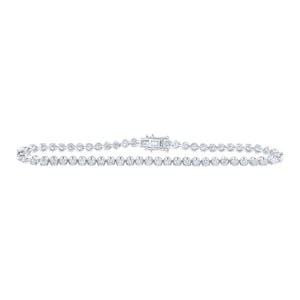 14kt White Gold Womens Round Diamond Studded Tennis Bracelet 3 Cttw