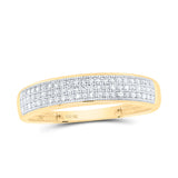 10kt Yellow Gold Mens Round Diamond Pave Band Ring 1/5 Cttw