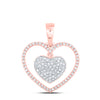 10kt Rose Gold Womens Round Diamond Heart Pendant 1/3 Cttw