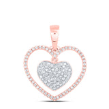 10kt Rose Gold Womens Round Diamond Heart Pendant 1/3 Cttw