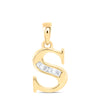 10kt Yellow Gold Womens Round Diamond S Initial Letter Pendant 1/20 Cttw