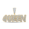 10kt Yellow Gold Womens Round Diamond QUEEN Letter Pendant 1 Cttw