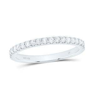 14kt White Gold Womens Round Diamond Wedding Single Row Band 1/4 Cttw