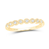 10kt Yellow Gold Womens Round Diamond Stackable Band Ring 1/10 Cttw
