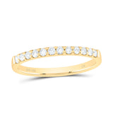 14kt Yellow Gold Womens Round Pave-set Diamond Single Row Wedding Band 1/4 Cttw