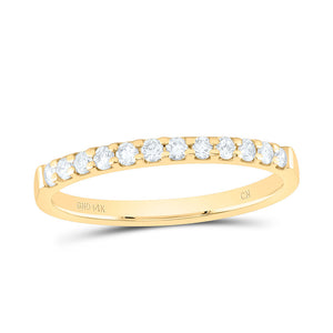 14kt Yellow Gold Womens Round Pave-set Diamond Single Row Wedding Band 1/4 Cttw