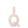 10kt Rose Gold Mens Baguette Diamond Q Initial Letter Pendant 1/2 Cttw
