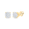 10kt Yellow Gold Womens Round Diamond Cluster Earrings 1/8 Cttw