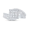 10kt White Gold Round Diamond Square Bridal Wedding Engagement Ring 1-1/4 Cttw