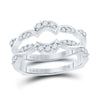 14kt White Gold Womens Round Diamond Wrap Ring Guard Enhancer 1/3 Cttw