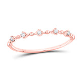 10kt Rose Gold Womens Round Diamond Bead Dot Stackable Ring 1/20 Cttw