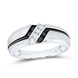 10kt White Gold Mens Round Black Color Enhanced Diamond Band Ring 1/5 Cttw