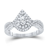 14kt White Gold Pear Diamond Halo Bridal Wedding Engagement Ring 1 Cttw