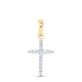 10kt Yellow Gold Womens Round Diamond Cross Pendant 1/6 Cttw