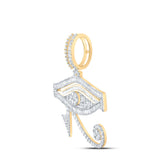 10kt Yellow Gold Mens Baguette Diamond Eye of Horus Charm Pendant 3 Cttw