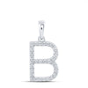 10kt White Gold Womens Round Diamond Initial B Letter Pendant 1/4 Cttw