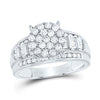 10kt White Gold Round Diamond Cluster Bridal Wedding Engagement Ring 1 Cttw