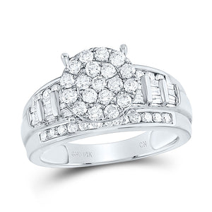 10kt White Gold Round Diamond Cluster Bridal Wedding Engagement Ring 1 Cttw