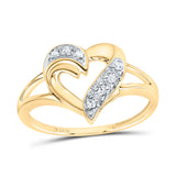 10kt Yellow Gold Womens Round Diamond Heart Ring 1/20 Cttw