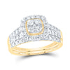 10kt Yellow Gold Round Diamond Square Bridal Wedding Ring Band Set 1 Cttw