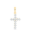 14kt Yellow Gold Womens Round Diamond Cross Pendant 1/10 Cttw