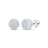 10kt White Gold Round Diamond Cluster Earrings 1/4 Cttw