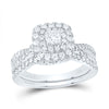 14kt White Gold Pear Diamond Halo Bridal Wedding Ring Band Set 1 Cttw