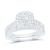 14kt White Gold Round Diamond Halo Bridal Wedding Ring Band Set 1 Cttw