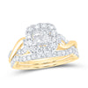 10kt Yellow Gold Princess Diamond Square Bridal Wedding Ring Band Set 1 Cttw