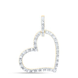 10kt Yellow Gold Womens Round Diamond Heart Pendant 1/12 Cttw