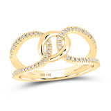 14kt Yellow Gold Womens Round Diamond Negative Space Link Fashion Ring 1/6 Cttw