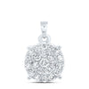 10kt White Gold Womens Round Diamond Cluster Pendant 1-1/2 Cttw