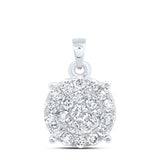 10kt White Gold Womens Round Diamond Cluster Pendant 1-1/2 Cttw