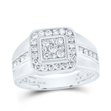 10kt White Gold Mens Round Diamond Square Ring 1 Cttw