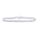 Sterling Silver Womens Round Diamond Fashion Bracelet 1/3 Cttw