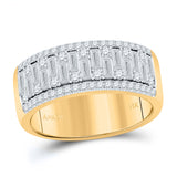 14kt Yellow Gold Mens Baguette Round Diamond Band Ring 1-1/4 Cttw