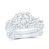 10kt White Gold Round Diamond Bridal Wedding Ring Band Set 1-1/4 Cttw