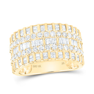 10kt Yellow Gold Womens Baguette Diamond Band Ring 1-3/8 Cttw