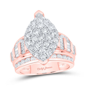 10kt Rose Gold Round Diamond Cluster Bridal Wedding Engagement Ring 3 Cttw